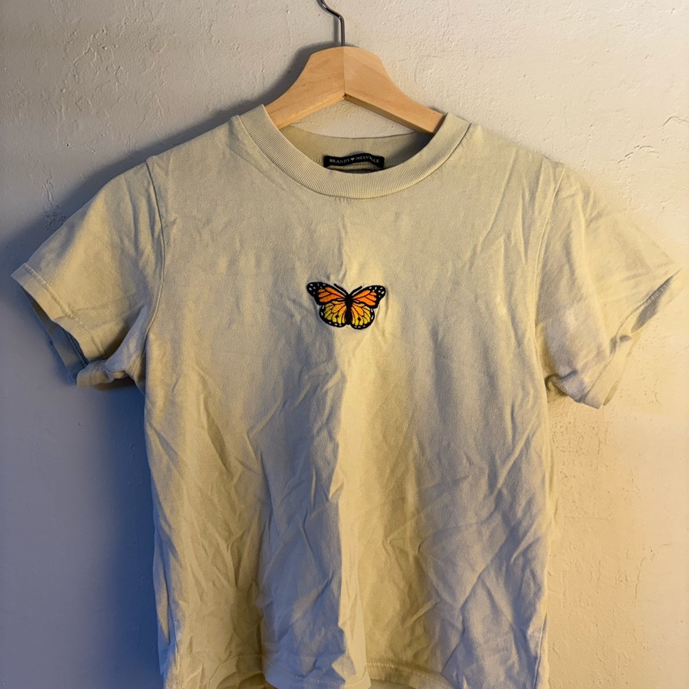Brandy Melville Cream Tee with Butterfly